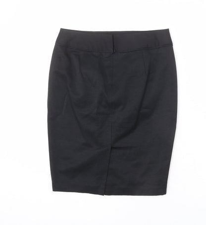 NEXT Womens Black Cotton Straight & Pencil Skirt Size 8 Zip