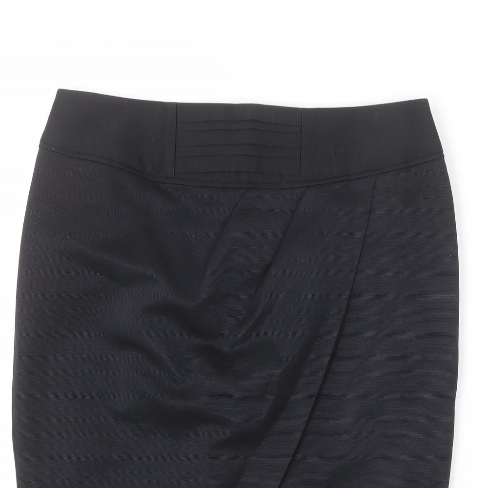 NEXT Womens Black Cotton Straight & Pencil Skirt Size 8 Zip