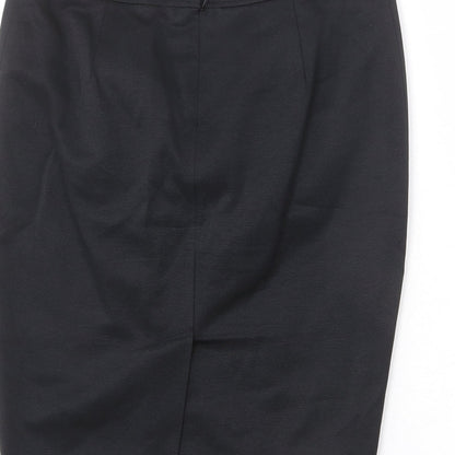 NEXT Womens Black Cotton Straight & Pencil Skirt Size 8 Zip
