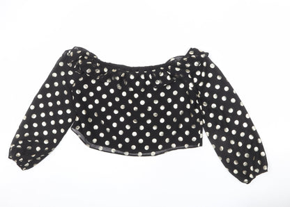 Womens UK Size 12 NEXT Black Cropped Blouse