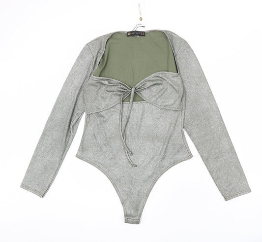 I SAW IT FIRST Womens Green Polyester Bodysuit One-Piece Size 14 Snap - Sparkle