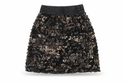 Javier Simorra Womens Black Floral Polyester A-Line Skirt Size 10
