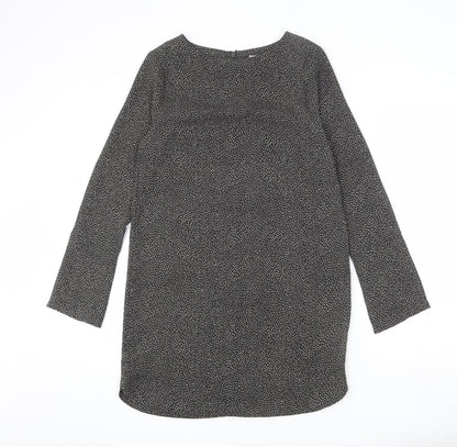 H&M Womens Grey Polka Dot Polyester Sheath Size 6 Round Neck Zip