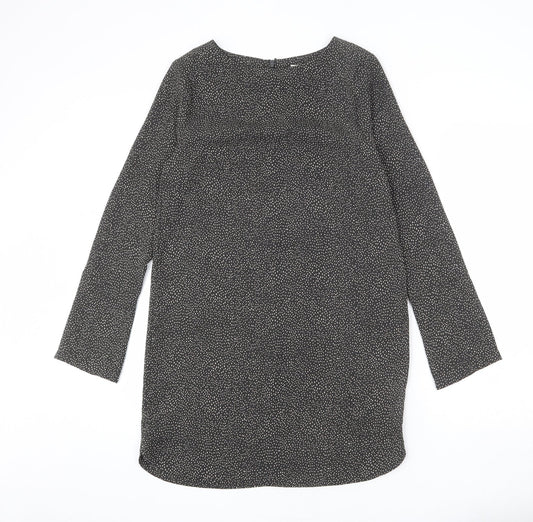 H&M Womens Grey Polka Dot Polyester Sheath Size 6 Round Neck Zip