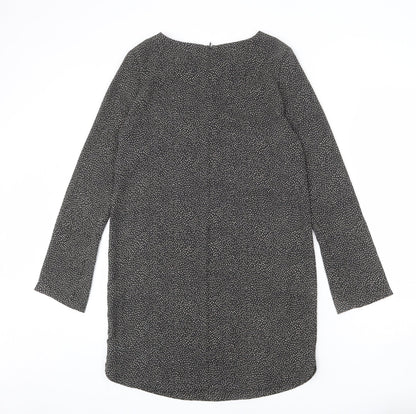 H&M Womens Grey Polka Dot Polyester Sheath Size 6 Round Neck Zip