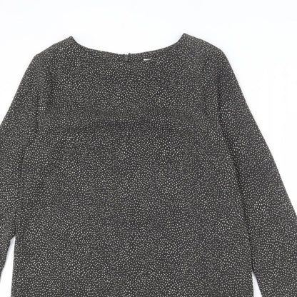 H&M Womens Grey Polka Dot Polyester Sheath Size 6 Round Neck Zip