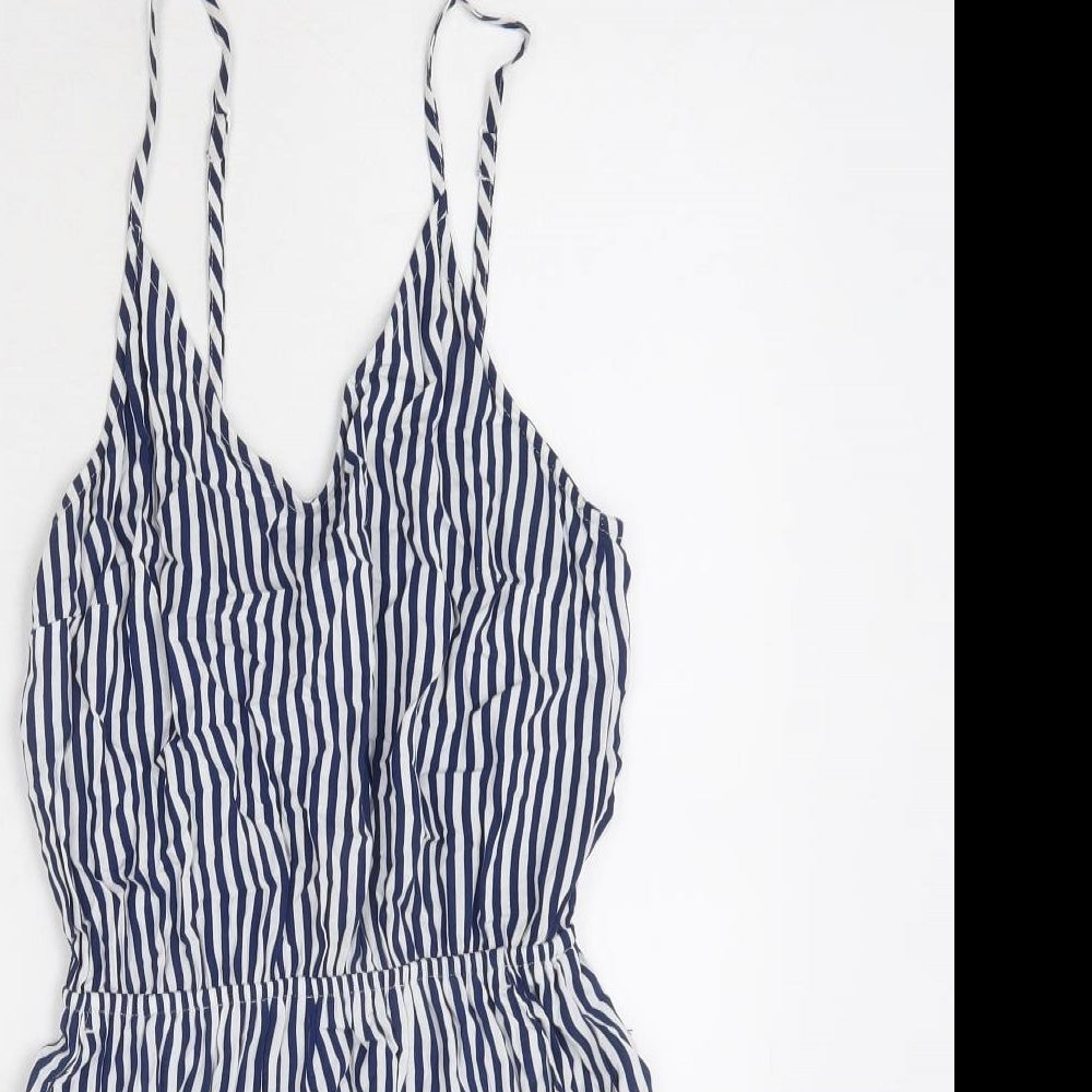 Divided by H&M Womens Blue Striped Viscose Romper One-Piece Size 10 Pullover
