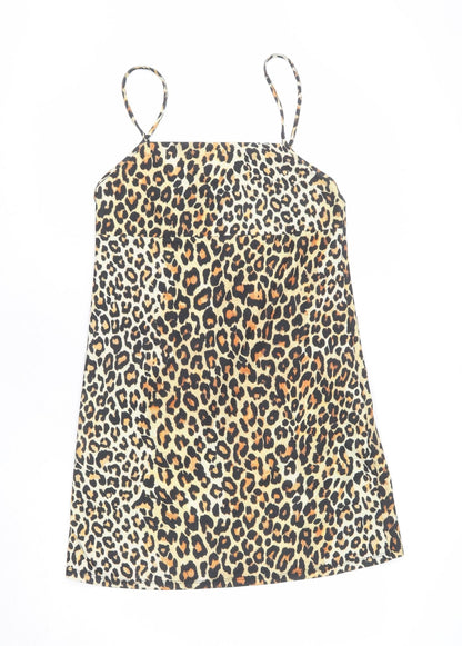 Zara Womens Multicoloured Animal Print Polyester A-Line Size S Square Neck Pullover - Leopard Print