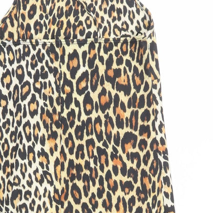 Zara Womens Multicoloured Animal Print Polyester A-Line Size S Square Neck Pullover - Leopard Print