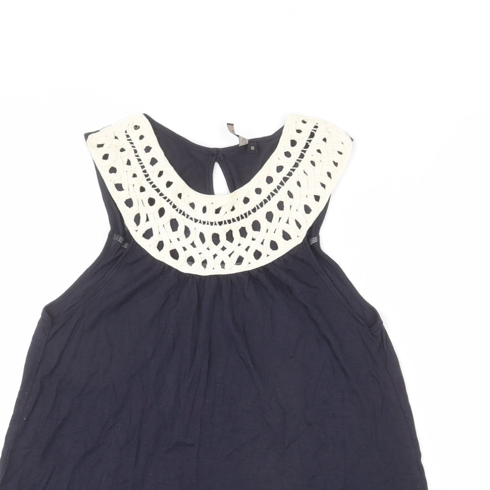 Womens UK Size 10 Topshop Blue Basic Tank