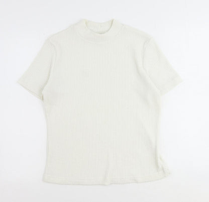 Dash Womens Ivory Mock Neck Polyester Pullover Jumper Size 14
