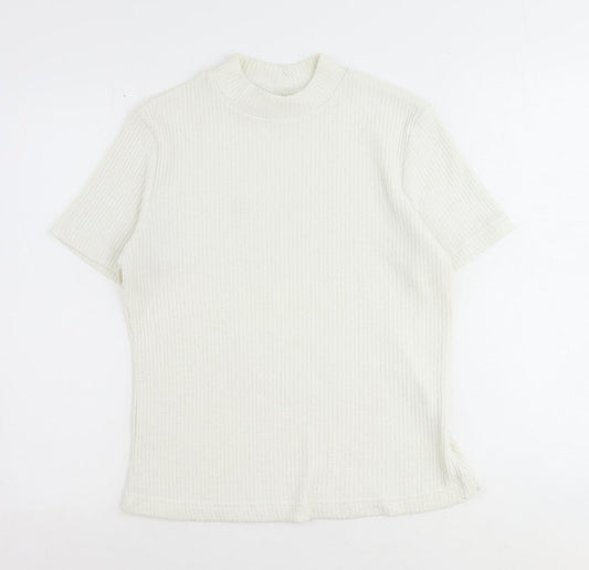 DASH Womens Ivory Mock Neck Polyester Pullover Jumper Size 14