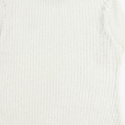 Dash Womens Ivory Mock Neck Polyester Pullover Jumper Size 14