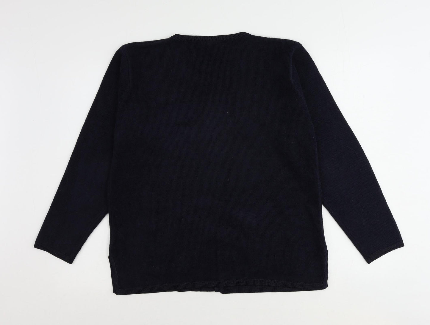 Avant Garde Womens Blue Round Neck Acrylic Cardigan Jumper Size S - Size S-M