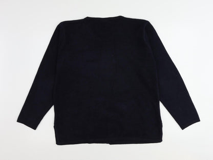 Avant Garde Womens Blue Round Neck Acrylic Cardigan Jumper Size S - Size S-M