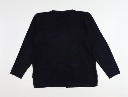 Avant Garde Womens Blue Round Neck Acrylic Cardigan Jumper Size S - Size S-M