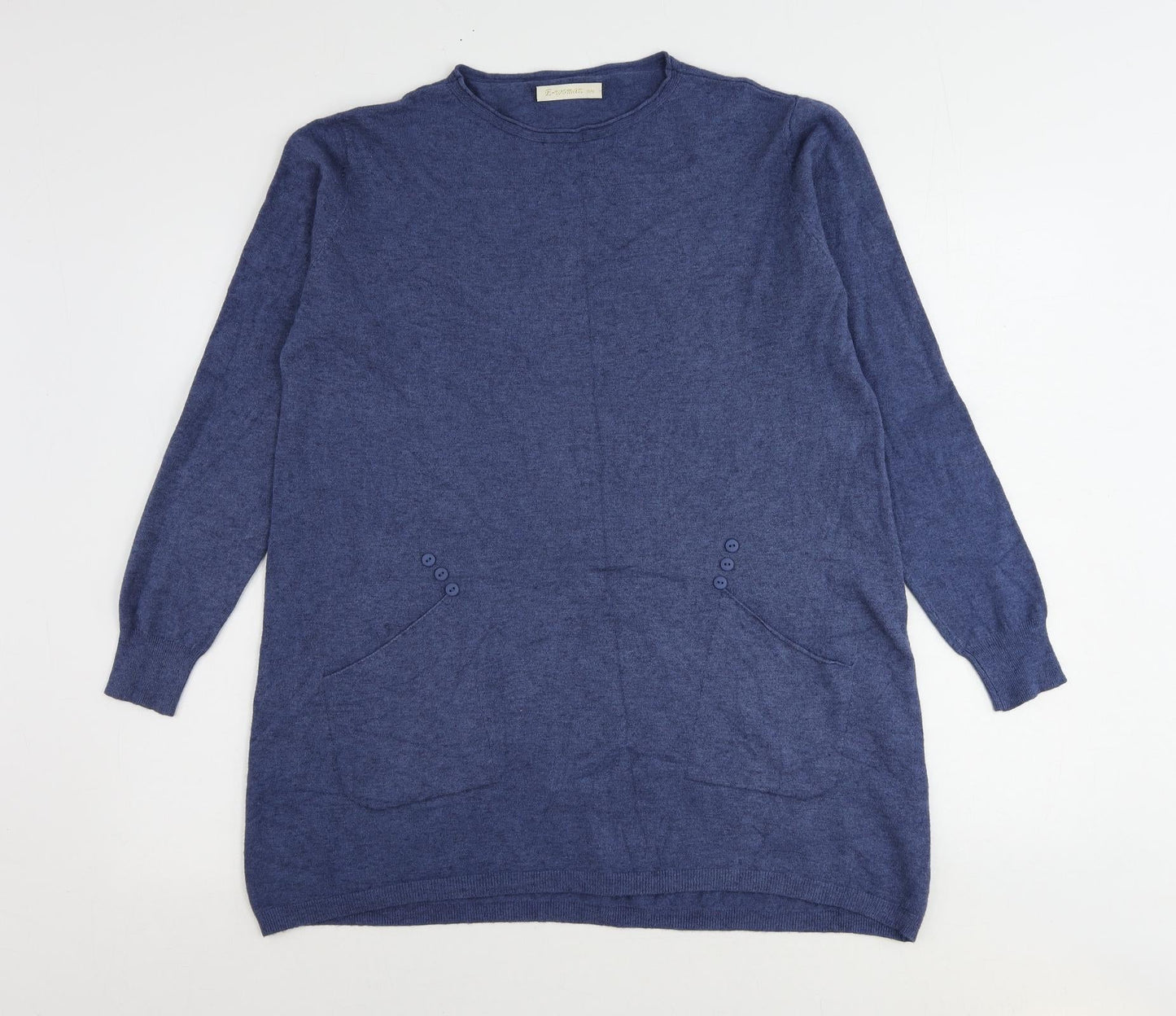 E-Woman Womens Blue Round Neck Polyamide Pullover Jumper Size S - Size S-M