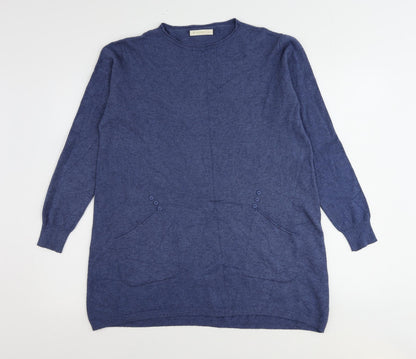E-Woman Womens Blue Round Neck Polyamide Pullover Jumper Size S - Size S-M
