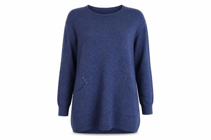 E-Woman Womens Blue Round Neck Polyamide Pullover Jumper Size S - Size S-M