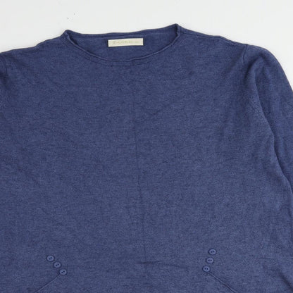 E-Woman Womens Blue Round Neck Polyamide Pullover Jumper Size S - Size S-M