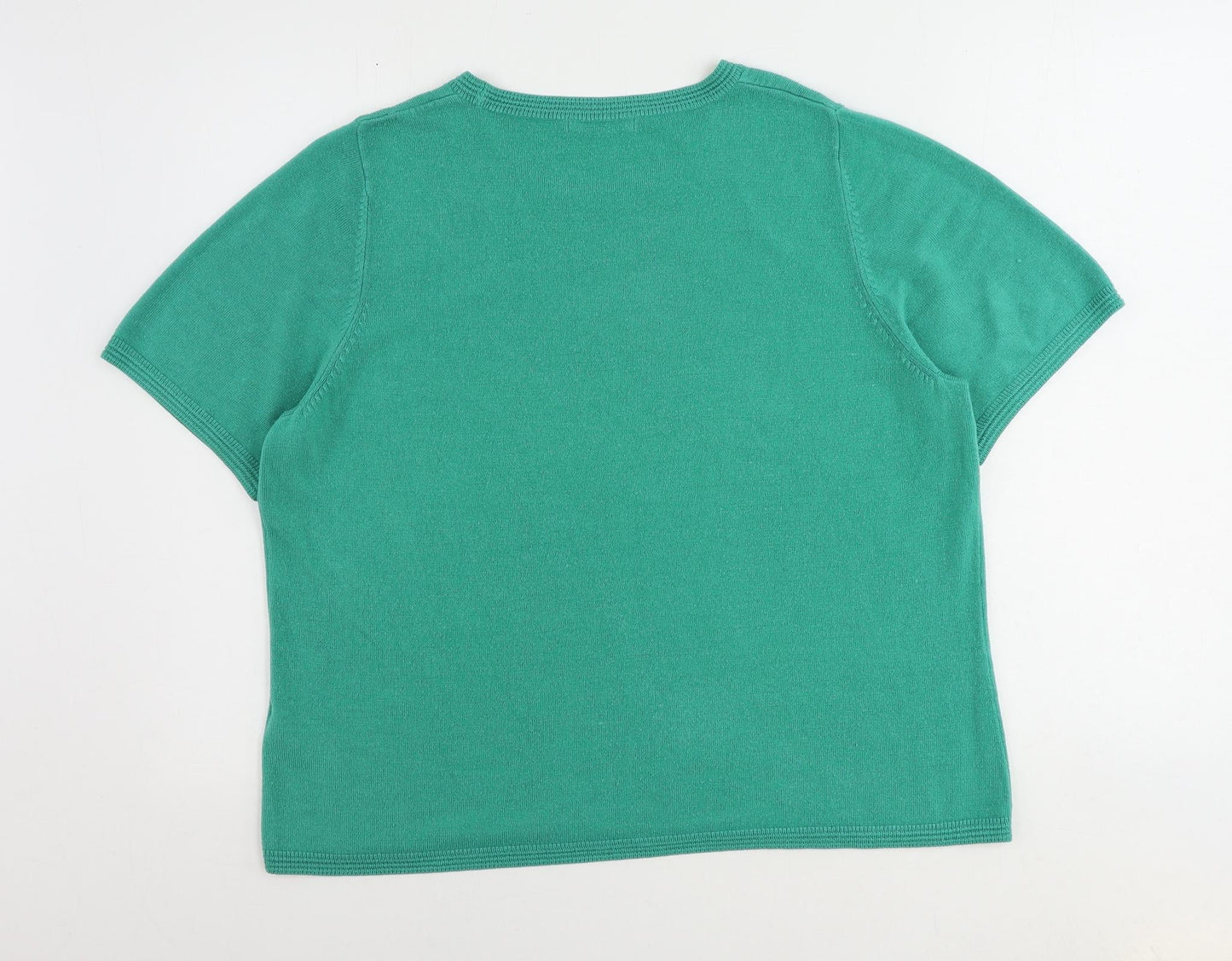 Classic Womens Green Round Neck Acrylic Pullover Jumper Size 18