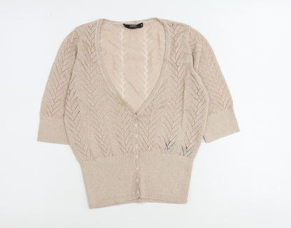 Womens UK Size 12 Miss Selfridge Gold Cardigan Jumper