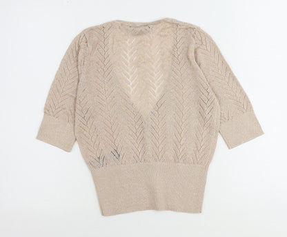 Womens UK Size 12 Miss Selfridge Gold Cardigan Jumper