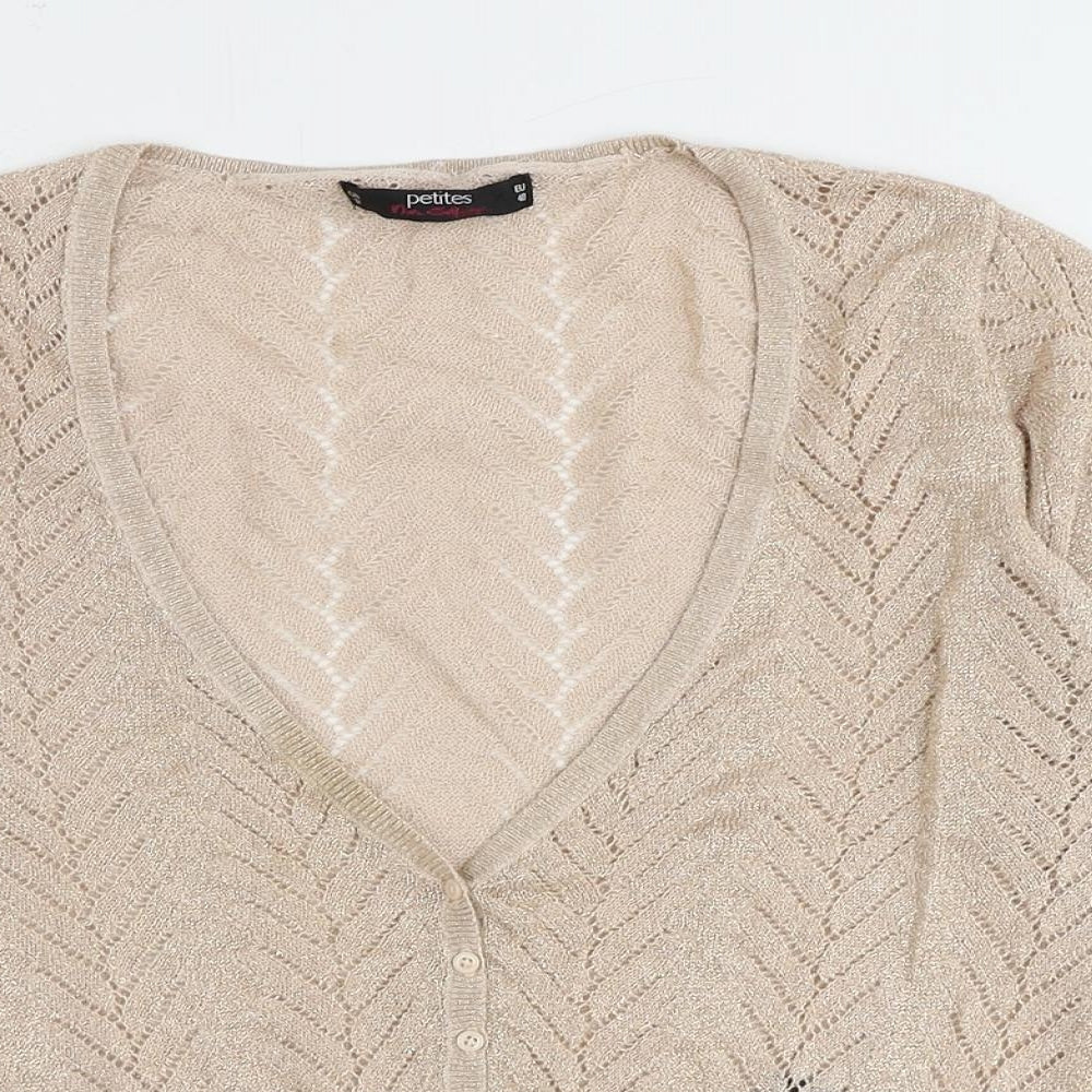 Womens UK Size 12 Miss Selfridge Gold Cardigan Jumper