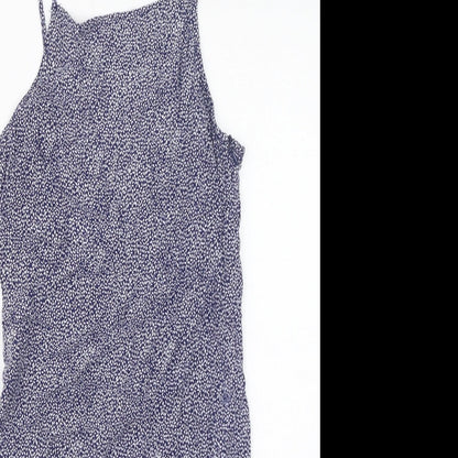 Cooperative Womens Blue Floral Viscose Mini Size XS Square Neck Zip