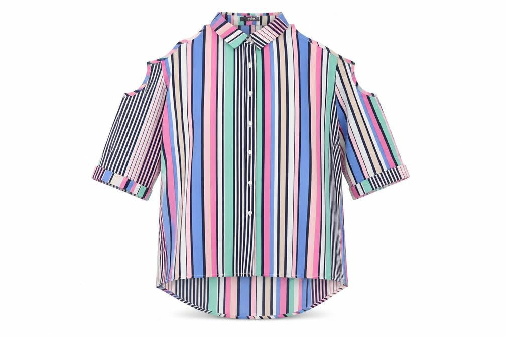 Womens UK Size 12 Quiz Multicoloured Basic Button-Up