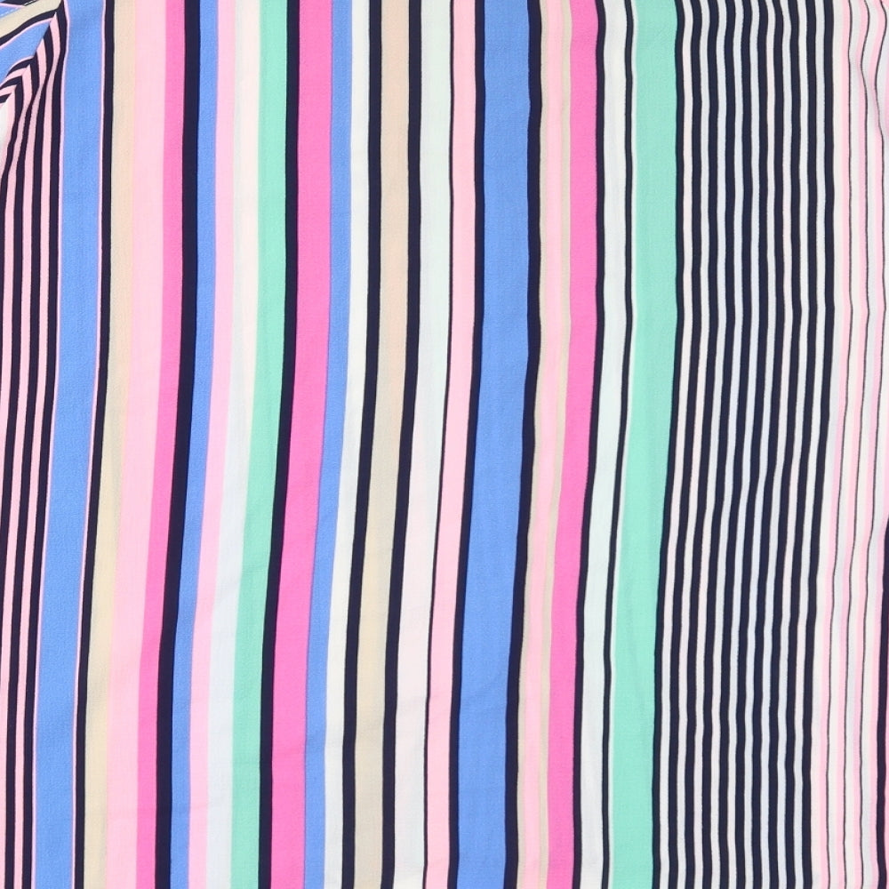 Quiz Womens Multicoloured Striped Polyester Basic Button-Up Size 12 Collared - Cold Shoulder