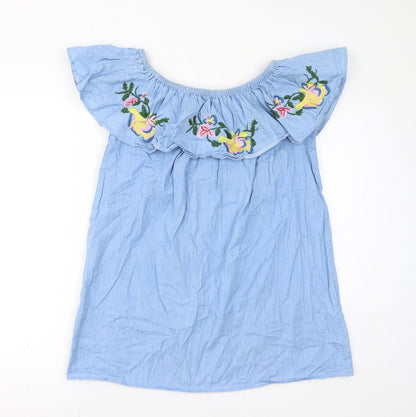 Womens UK Size S IVIVi Blue Basic Blouse