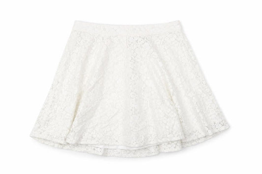 Topshop Womens White Cotton Flare Skirt Size 8 Zip - Lace Overlay