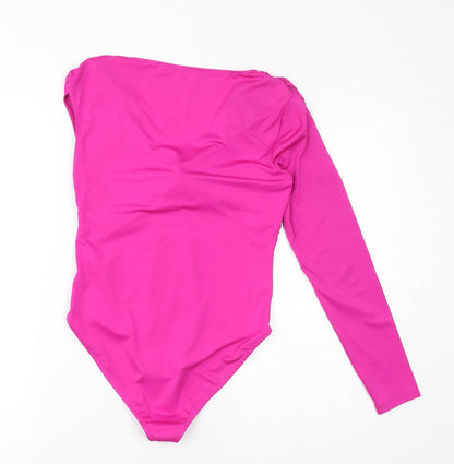 Zara Womens Pink Polyester Bodysuit One-Piece Size S Button - Twist Detail