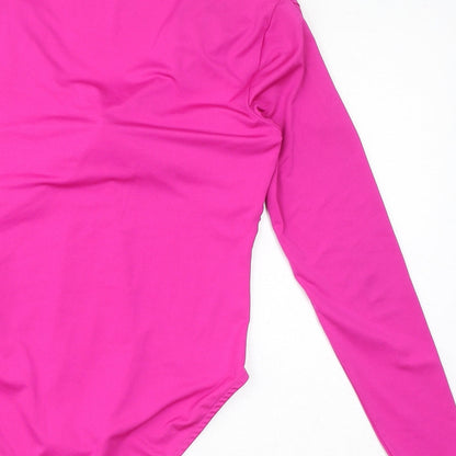 Zara Womens Pink Polyester Bodysuit One-Piece Size S Button - Twist Detail