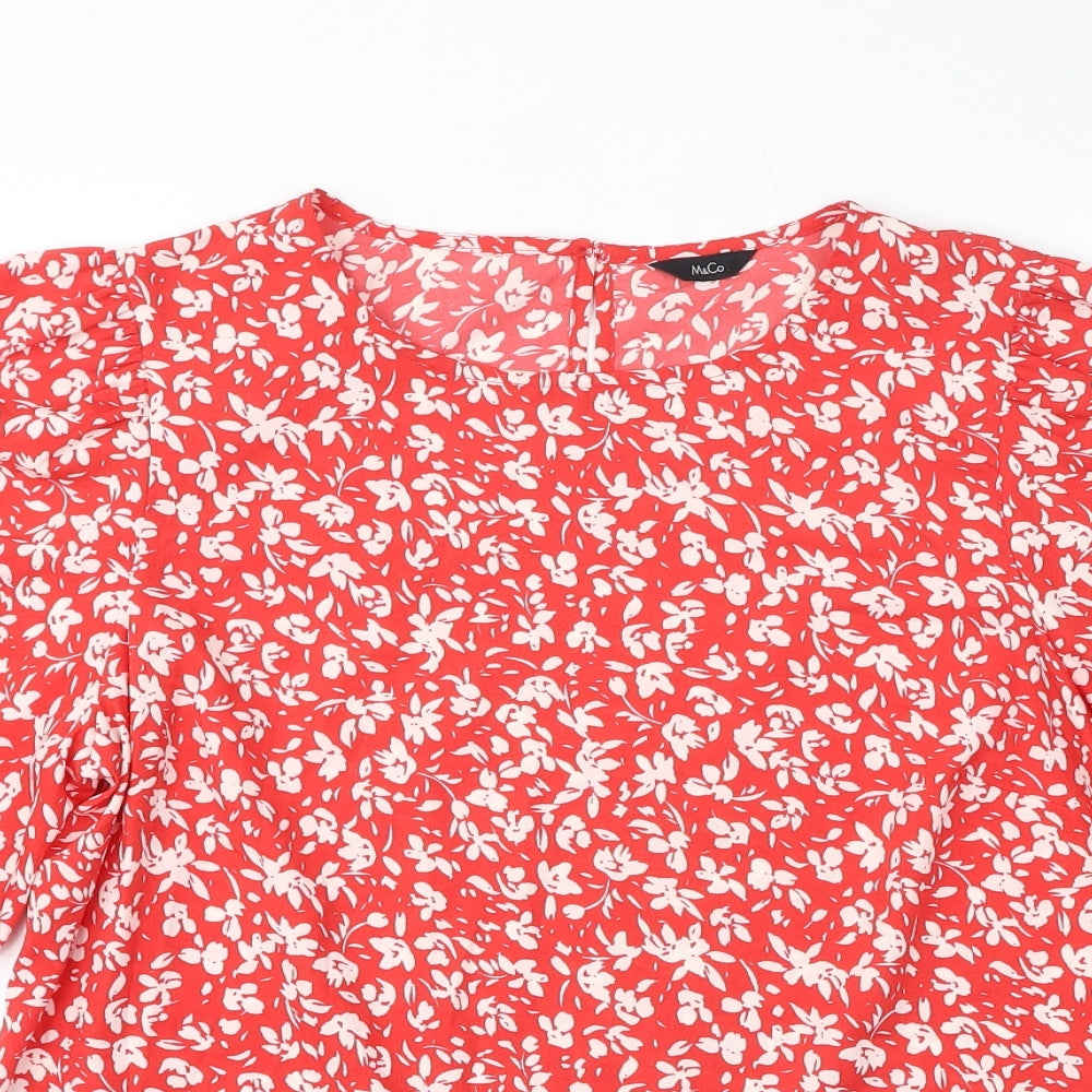 Womens UK Size 12 M&Co Red Basic Blouse