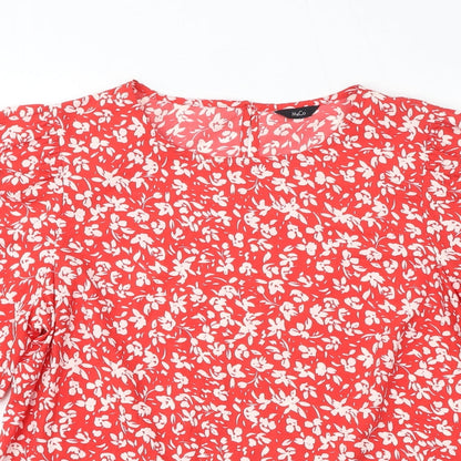 Womens UK Size 12 M&Co Red Basic Blouse