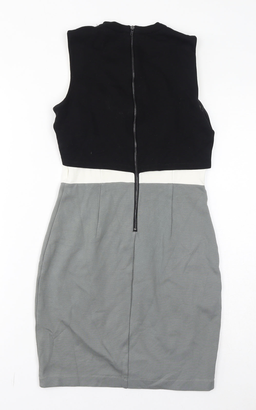 French Connection Womens Grey Viscose Shift Size 8 Round Neck Zip