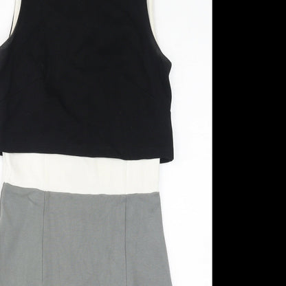 French Connection Womens Grey Viscose Shift Size 8 Round Neck Zip