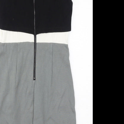 French Connection Womens Grey Viscose Shift Size 8 Round Neck Zip