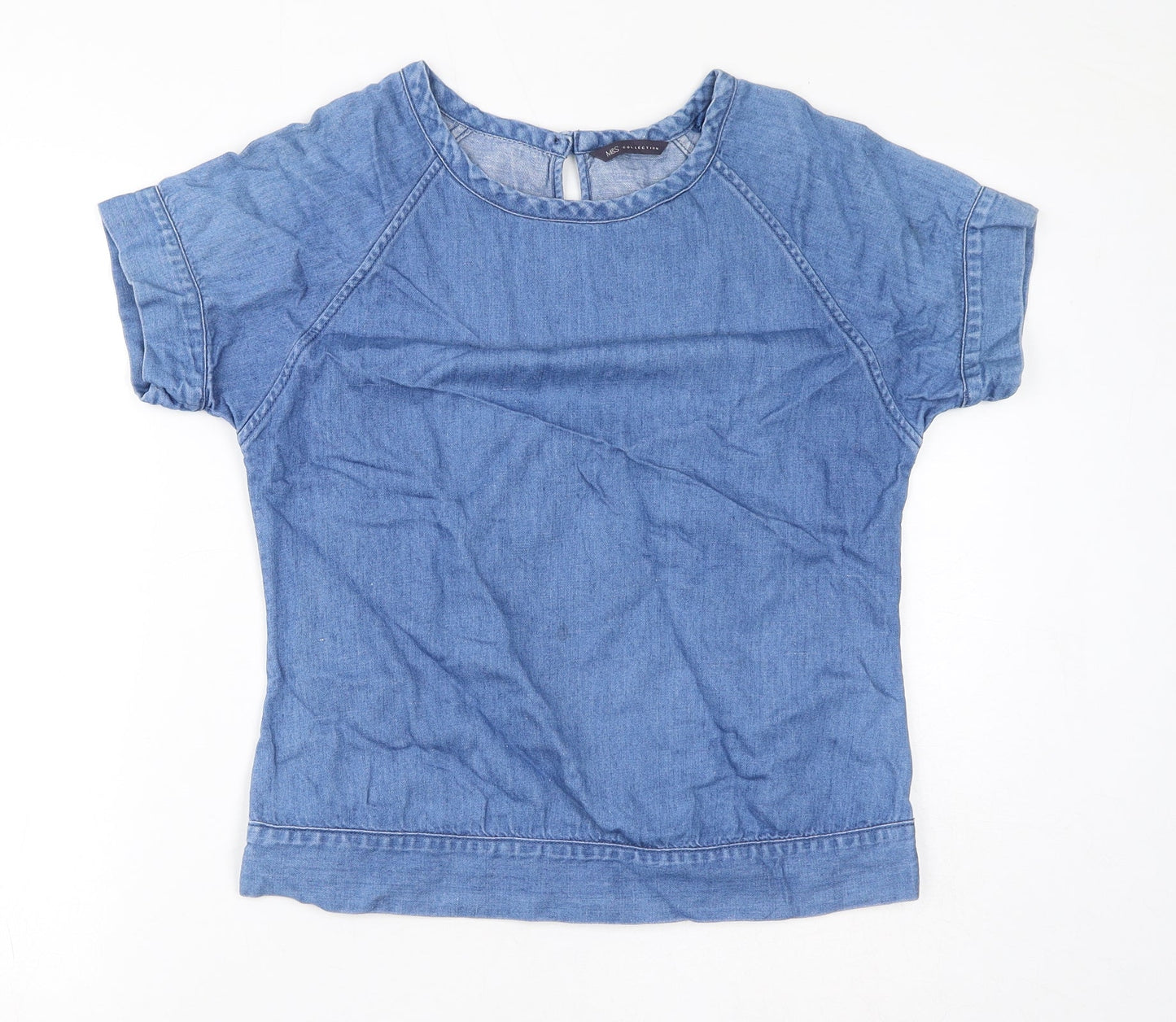 Womens UK Size 8 Marks and Spencer Blue Basic Blouse