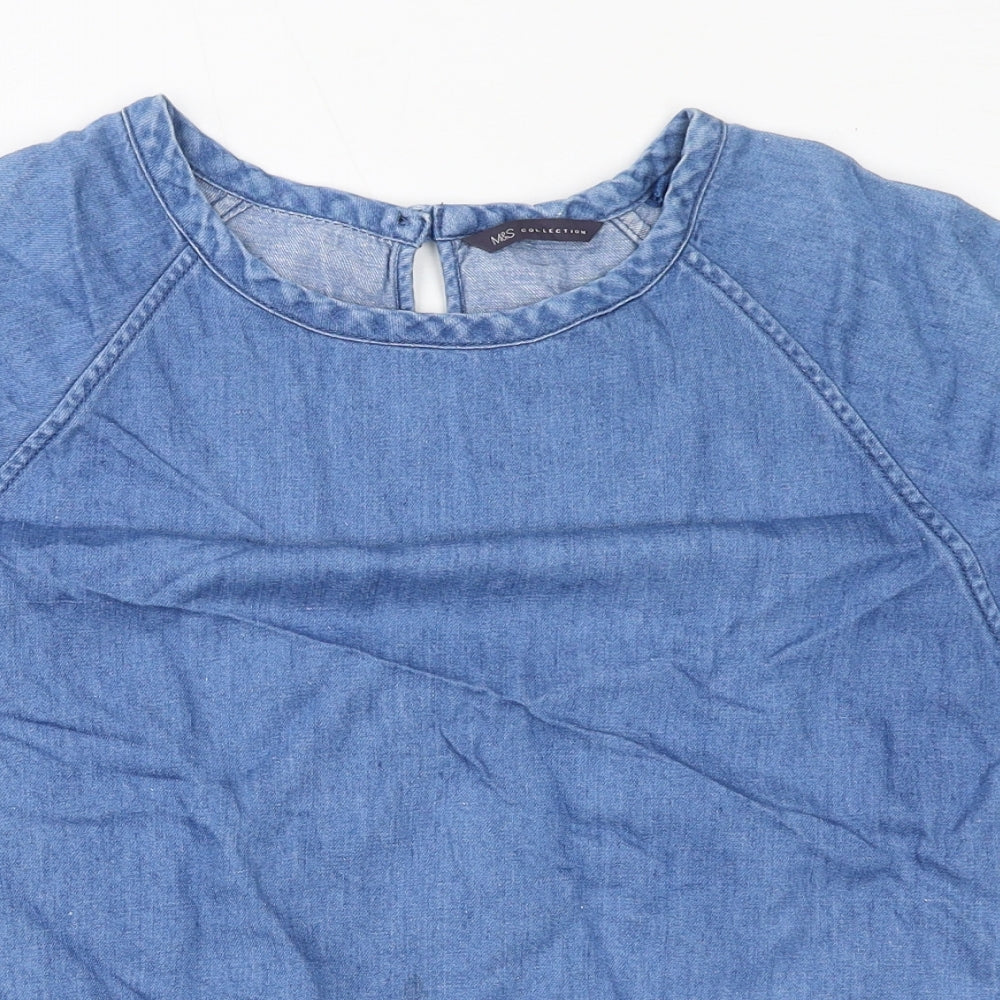 Womens UK Size 8 Marks and Spencer Blue Basic Blouse