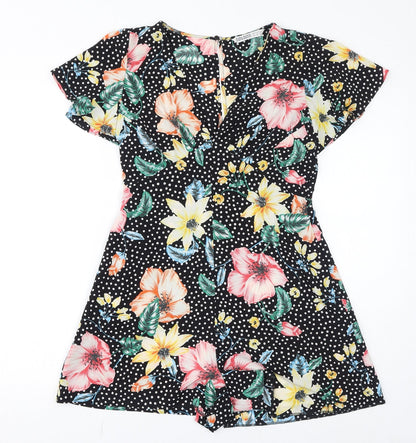 Zara Womens Multicoloured Floral Polyester Playsuit One-Piece Size XS L3 in Zip - Polka Dots