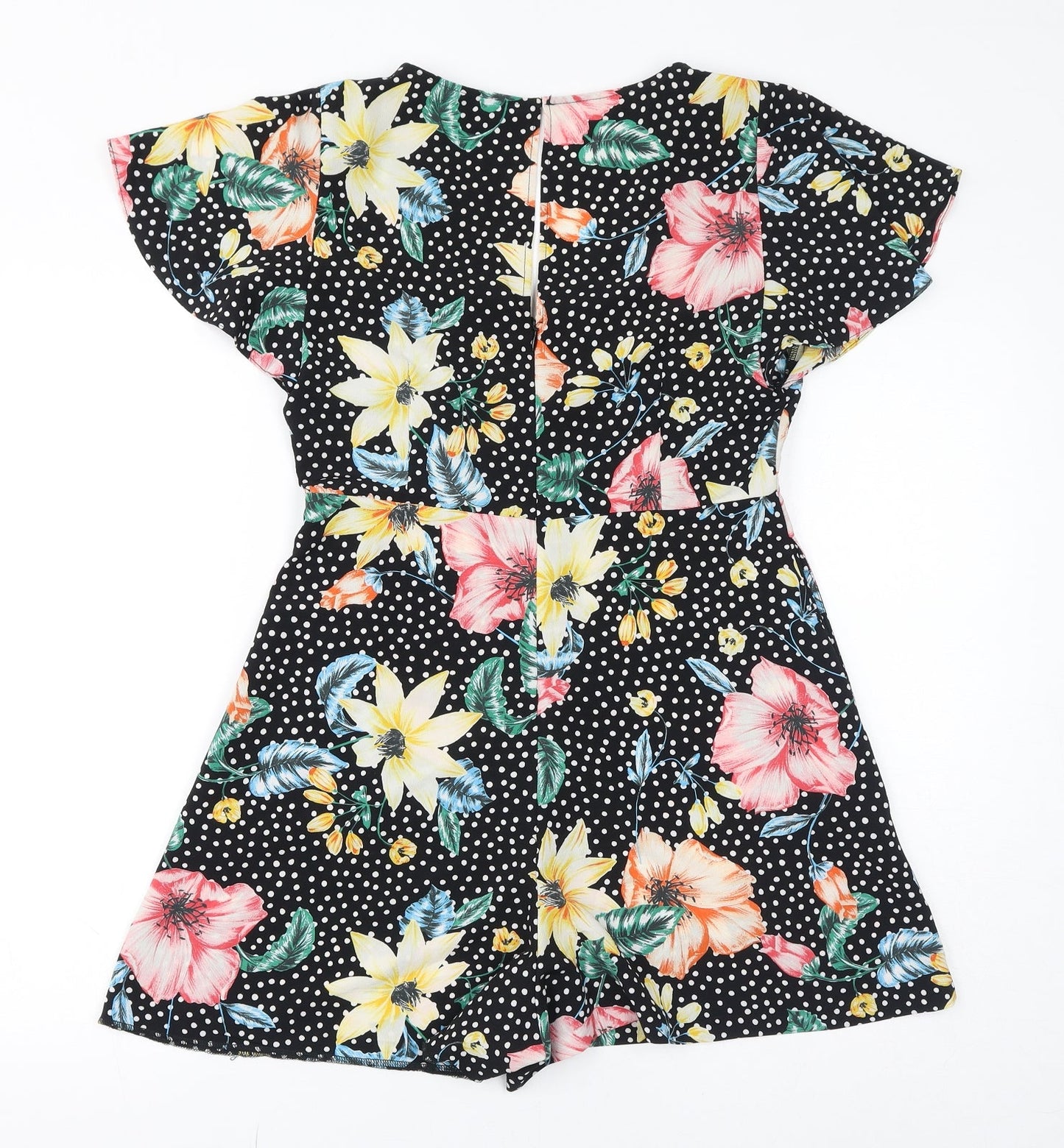 Zara Womens Multicoloured Floral Polyester Playsuit One-Piece Size XS L3 in Zip - Polka Dots