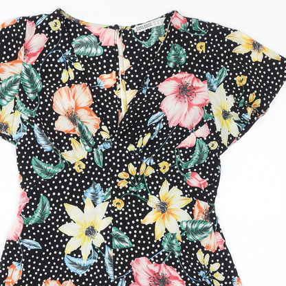Zara Womens Multicoloured Floral Polyester Playsuit One-Piece Size XS L3 in Zip - Polka Dots