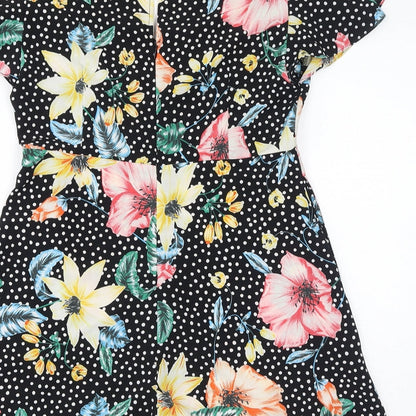 Zara Womens Multicoloured Floral Polyester Playsuit One-Piece Size XS L3 in Zip - Polka Dots