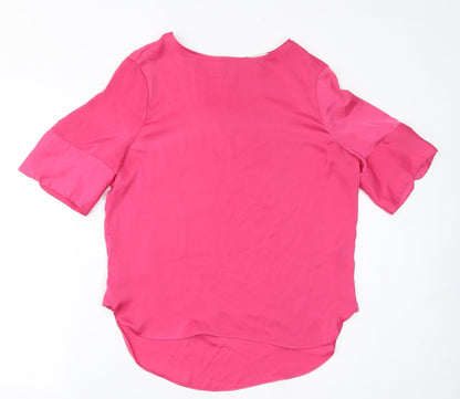 NEXT Womens Pink Polyester Basic Blouse Size 14 Round Neck