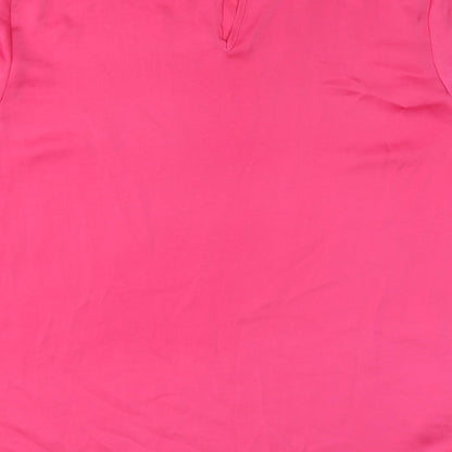 NEXT Womens Pink Polyester Basic Blouse Size 14 Round Neck