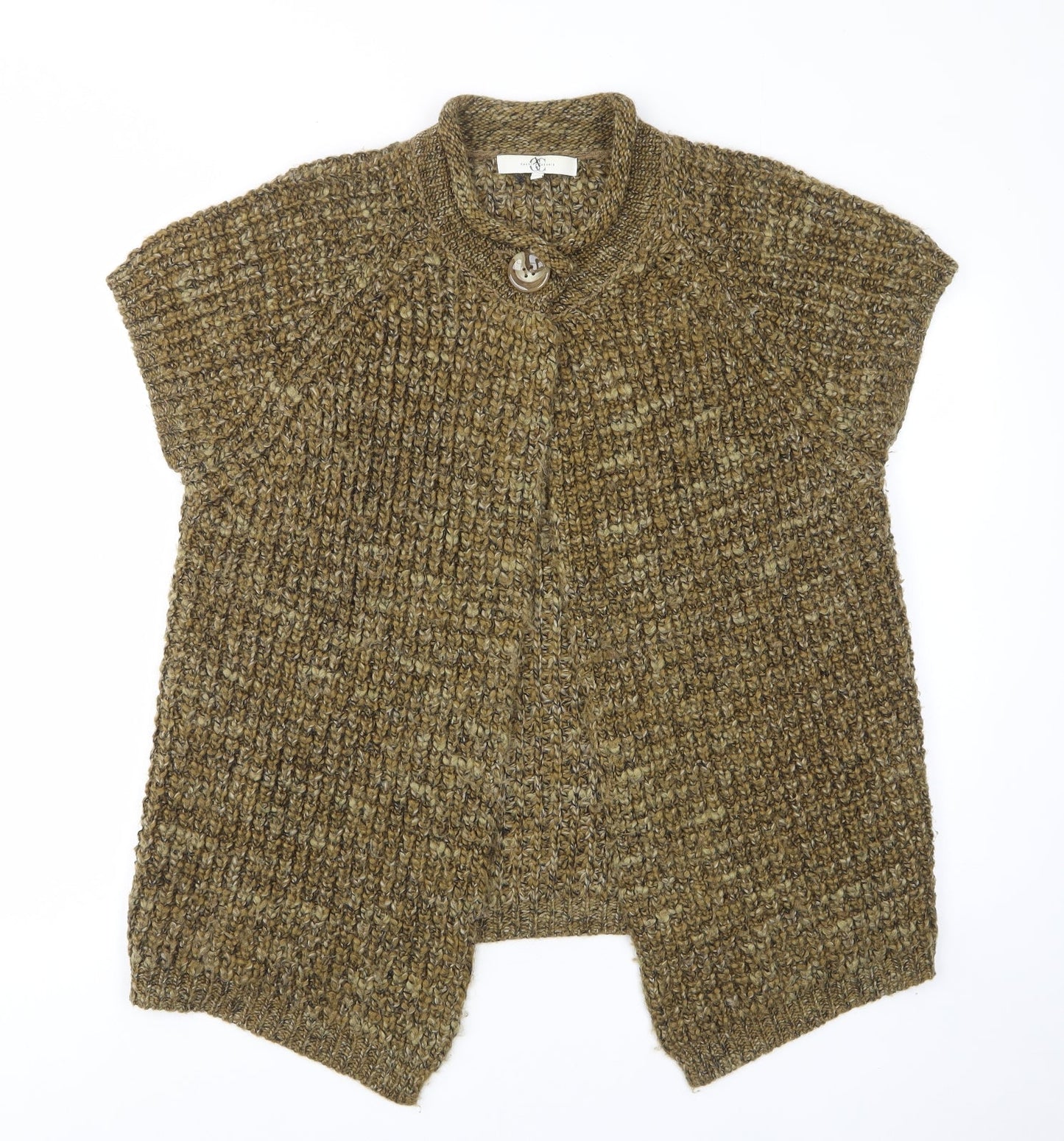 Country Casuals Womens Green Crew Neck Acrylic Cardigan Jumper Size L - Button, Embroided