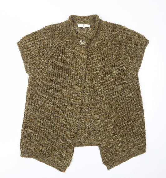 Country Casuals Womens Green Crew Neck Acrylic Cardigan Jumper Size L - Button, Embroided